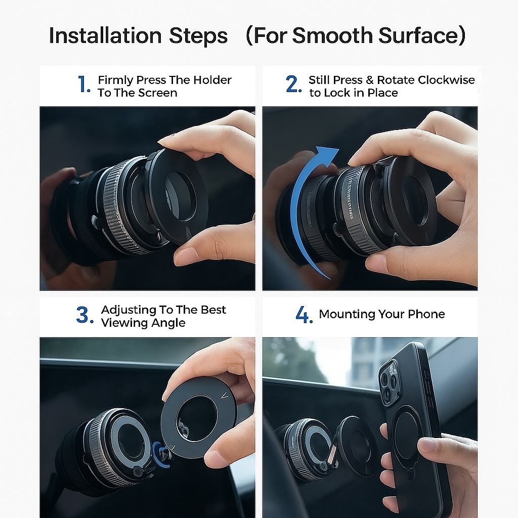 Magnetic Suction Phone Holder - Best Car, Office Desk & more
